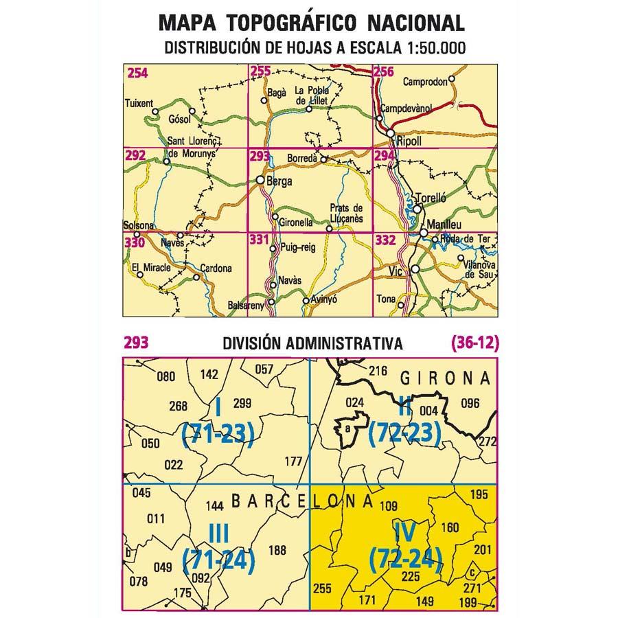 Carte topographique de l'Espagne - Prats de Lluçanès, n° 0293.4 | CNIG - 1/25 000 carte pliée CNIG 