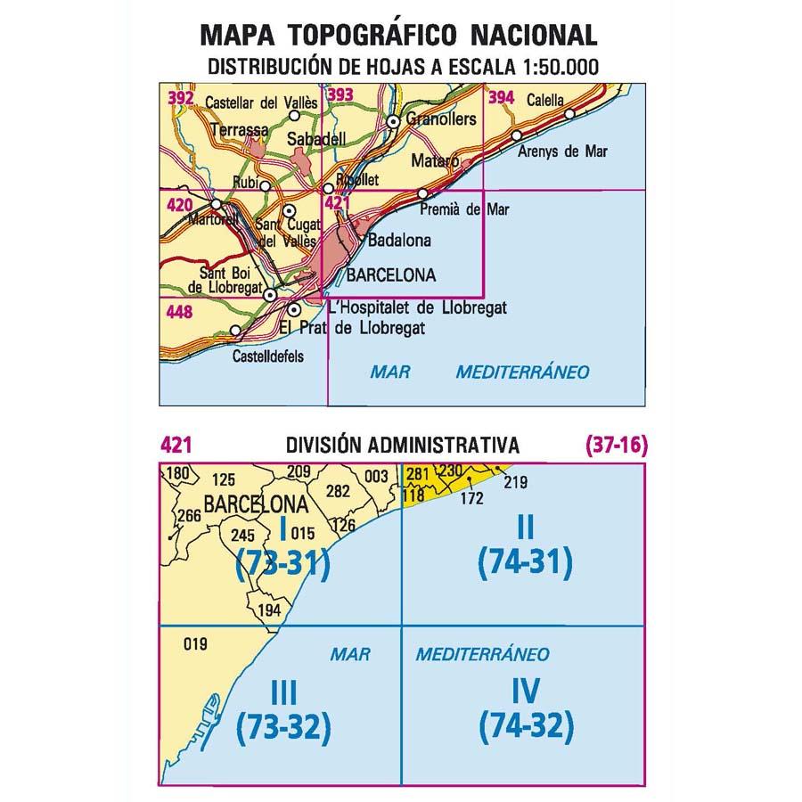 Carte topographique de l'Espagne - Premià de Mar, n° 0420.2 | CNIG - 1/25 000 carte pliée CNIG 