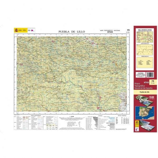 Carte topographique de l'Espagne - Puebla de Lillo, n° 79, n° 0079 | CNIG - 1/50 000 carte pliée CNIG 