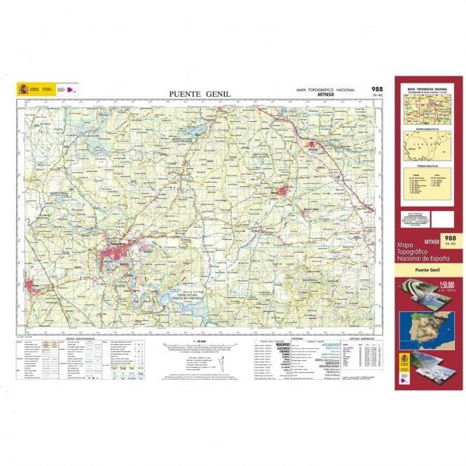 Carte topographique de l'Espagne - Puente Genil, n° 0988 | CNIG - 1/50 000 carte pliée CNIG 