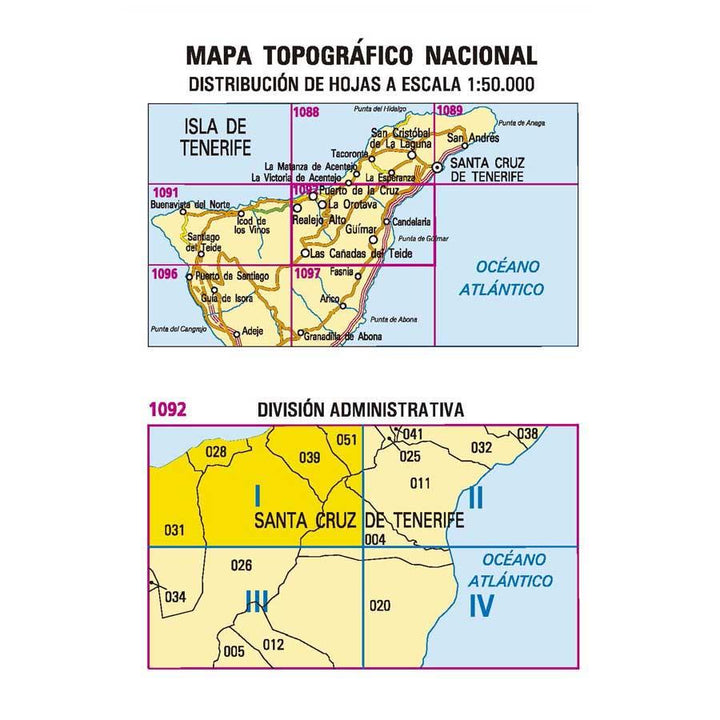 Carte topographique de l'Espagne - Puerto de la Cruz (Tenerife), n° 1092.1 | CNIG - 1/25 000 carte pliée CNIG 