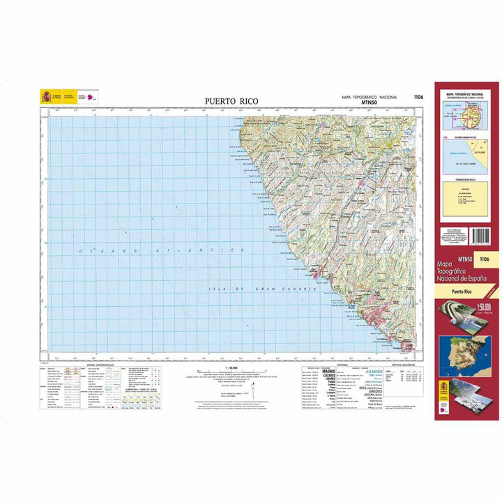 Carte topographique de l'Espagne - Puerto Rico (Gran Canaria), n° 1106 | CNIG - 1/50 000 carte pliée CNIG 