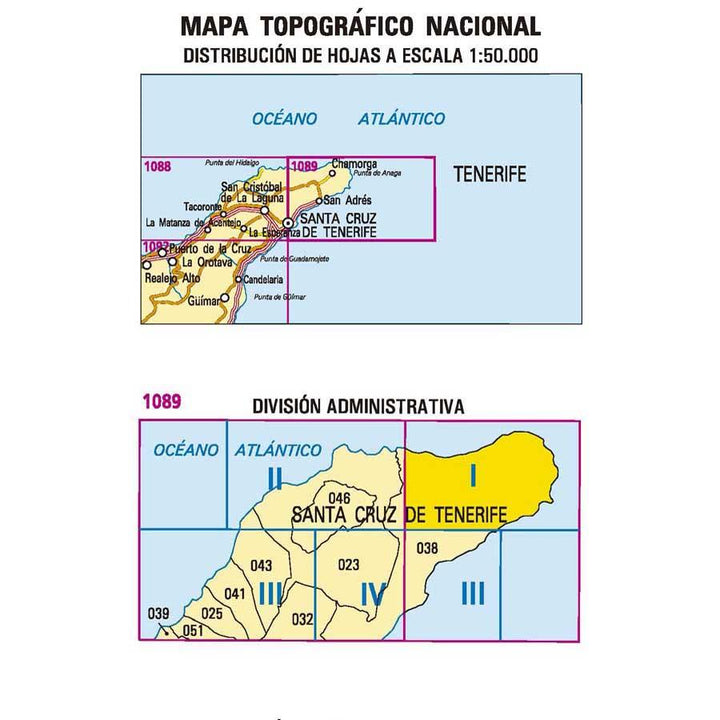 Carte topographique de l'Espagne - Punta De Anaga (Tenerife), n° 1089.1 | CNIG - 1/25 000 carte pliée CNIG 