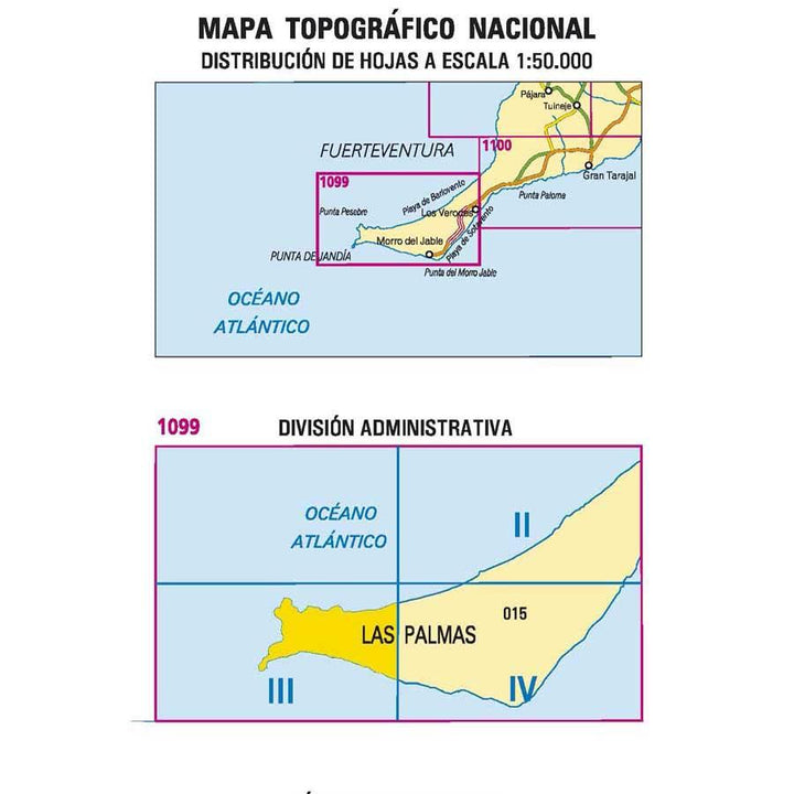 Carte topographique de l'Espagne - Punta de Jandía (Fuerteventura), n° 1099.3 | CNIG - 1/25 000 carte pliée CNIG 