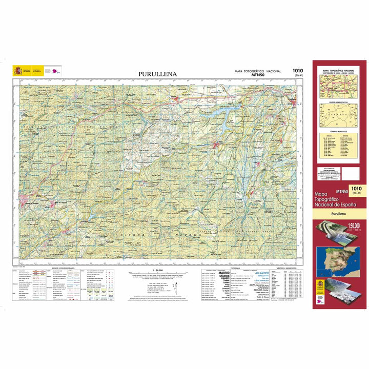 Carte topographique de l'Espagne - Purullena, n° 1010 | CNIG - 1/50 000 carte pliée CNIG 