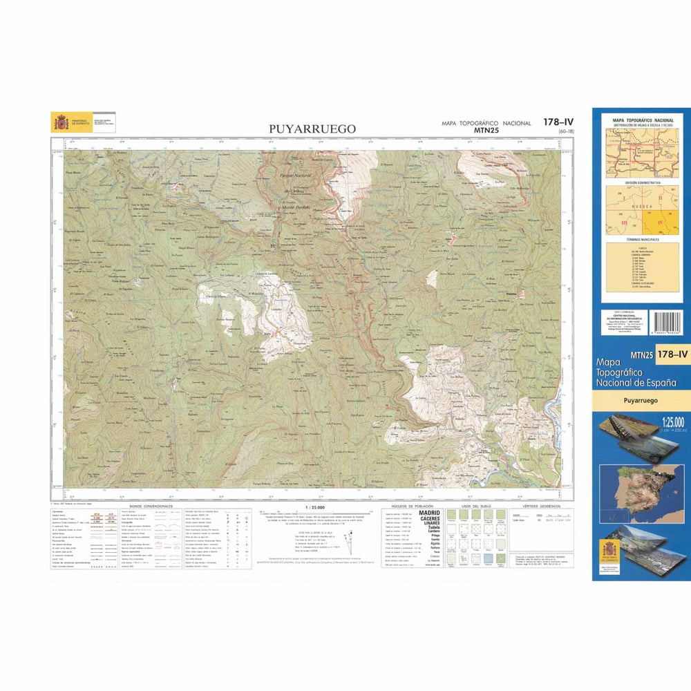 Carte topographique de l'Espagne - Puyarruego, n° 0178.4 | CNIG - 1/25 000 carte pliée CNIG 