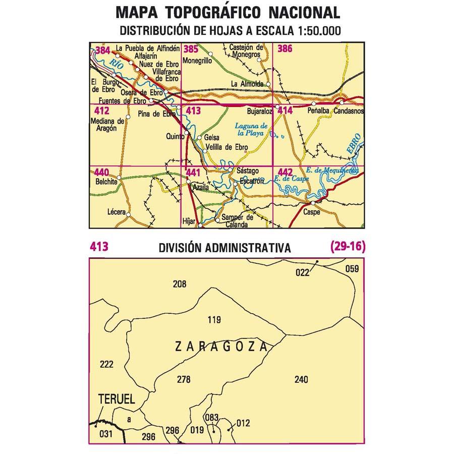 Carte topographique de l'Espagne - Quinto, n° 0413 | CNIG - 1/50 000 carte pliée CNIG 