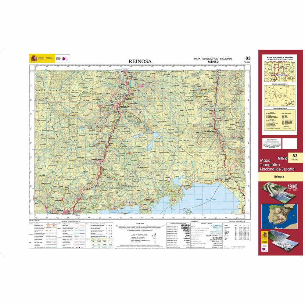 Carte topographique de l'Espagne - Reinosa, n° 0083 | CNIG - 1/50 000 carte pliée CNIG 