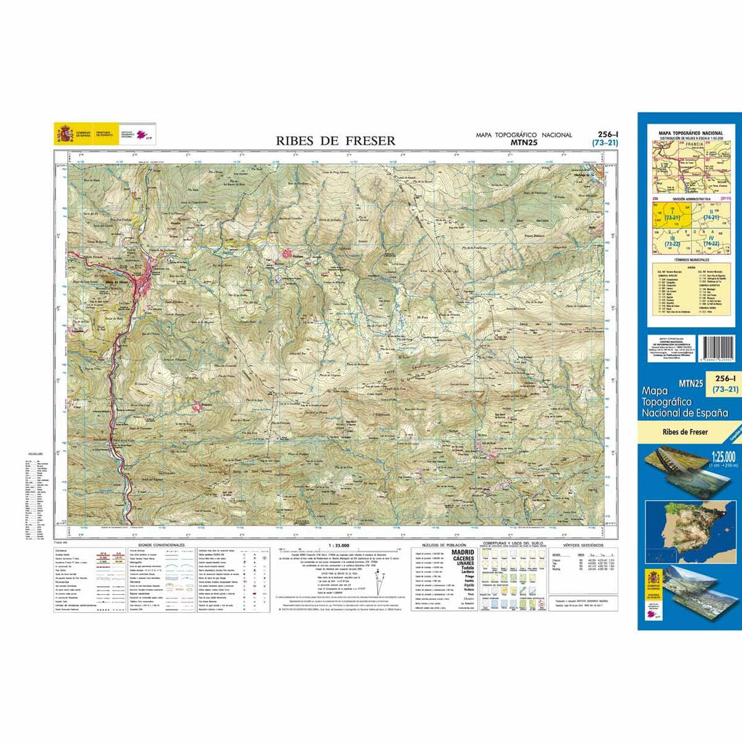 Carte topographique de l'Espagne - Ribes de Freser, n° 0256.1 | CNIG - 1/25 000 carte pliée CNIG 