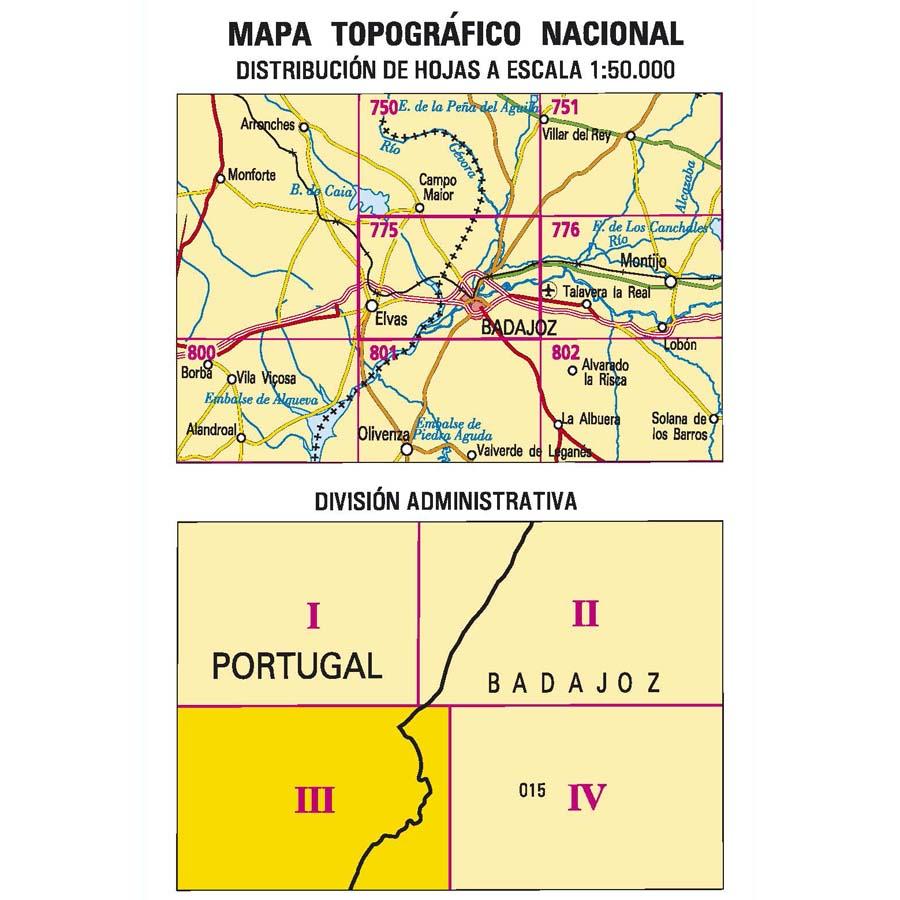 Carte topographique de l'Espagne - Río Caya, n° 0775.3 | CNIG - 1/25 000 carte pliée CNIG 