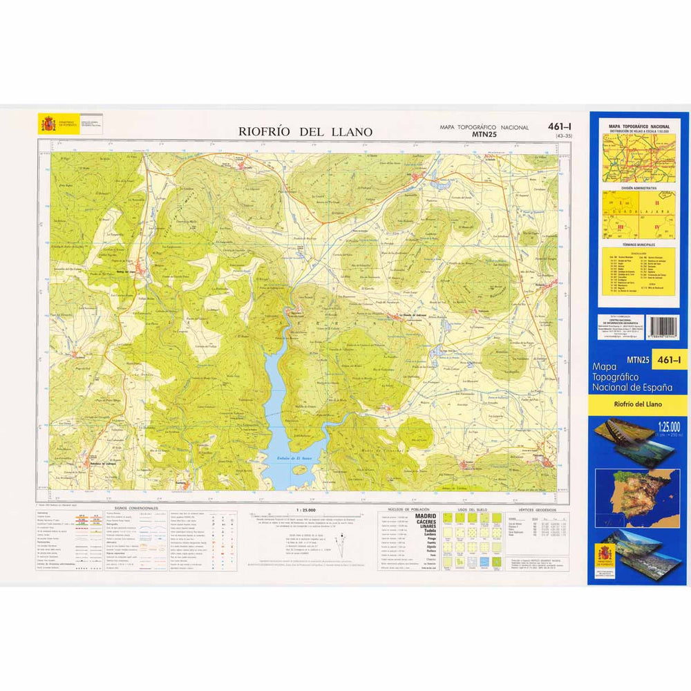 Carte topographique de l'Espagne - Riofrío del Llano, n° 0461.1 | CNIG - 1/25 000 carte pliée CNIG 