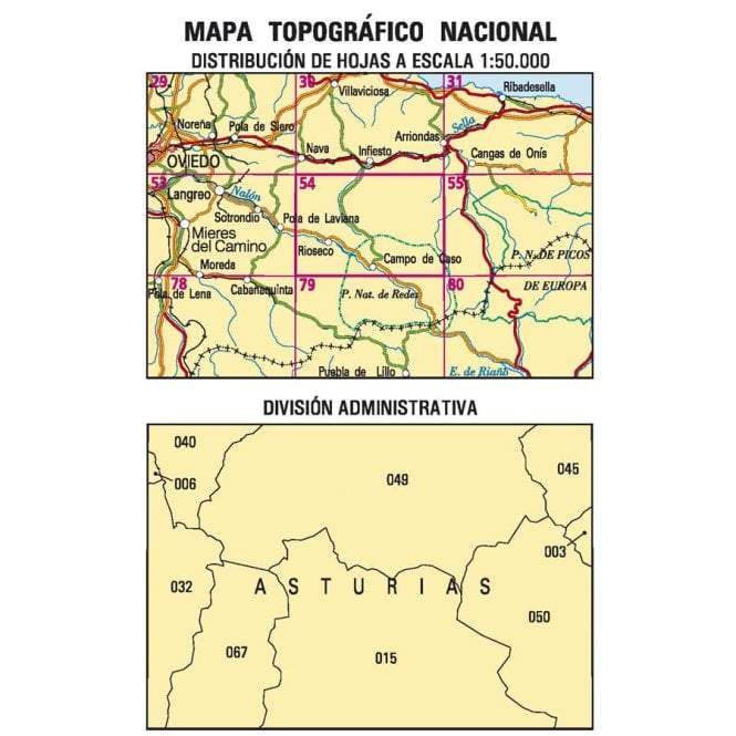 Carte topographique de l'Espagne - Rioseco, n° 54, n° 0054 | CNIG - 1/50 000 carte pliée CNIG 