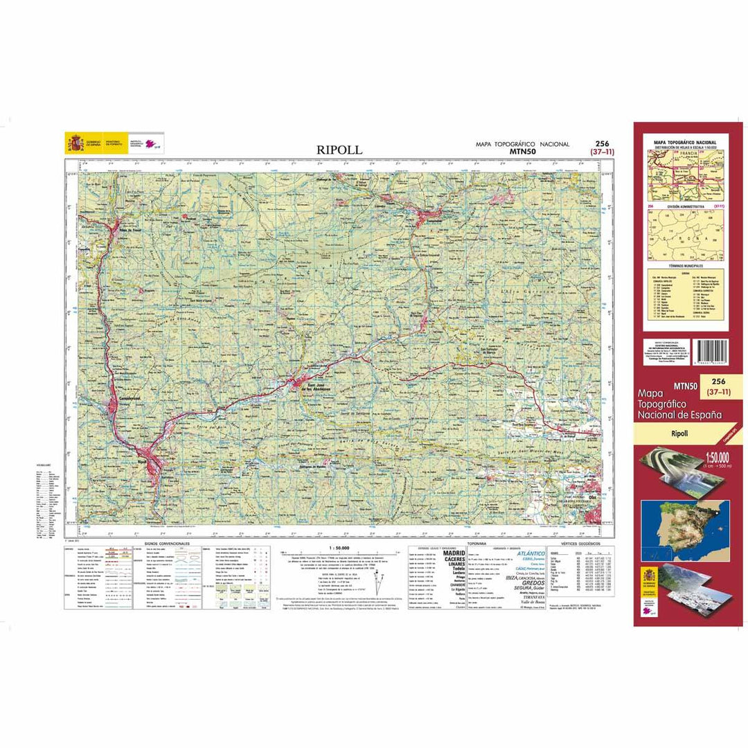Carte topographique de l'Espagne - Ripoll, n° 0256 | CNIG - 1/50 000 carte pliée CNIG 