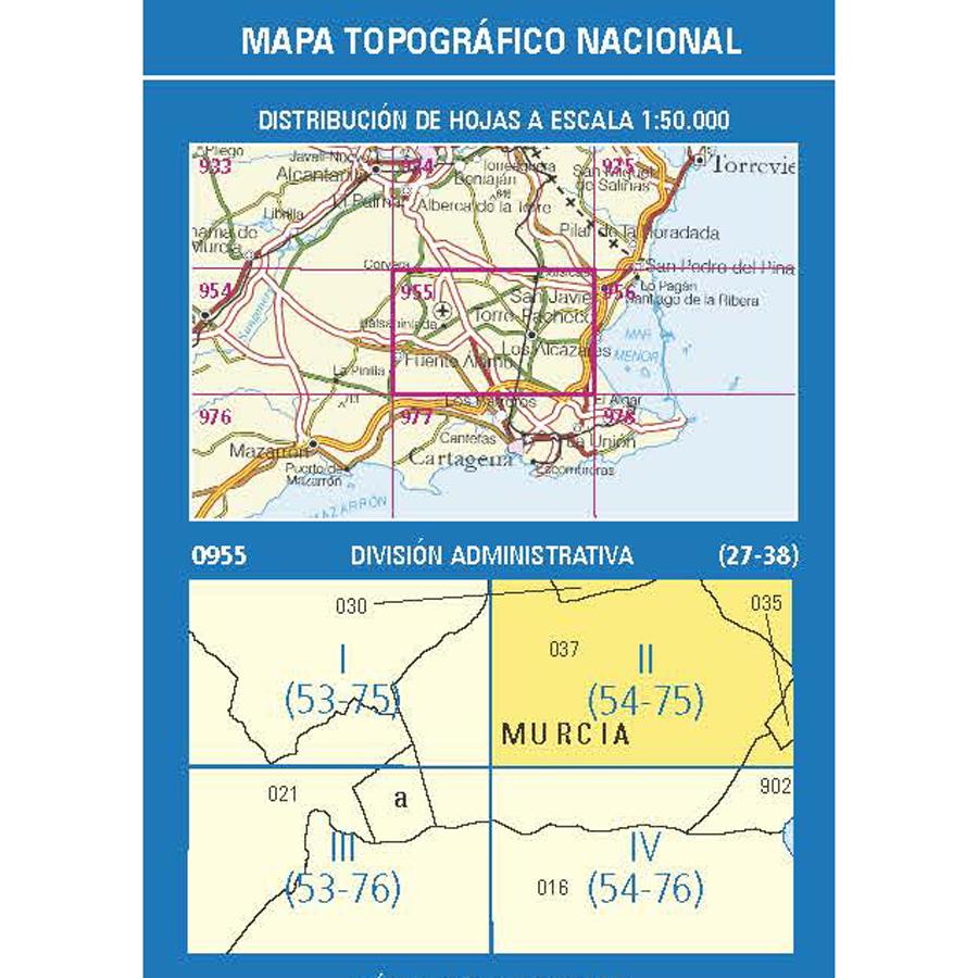 Carte topographique de l'Espagne - Roldán, n° 0955.2 | CNIG - 1/25 000 carte pliée CNIG 