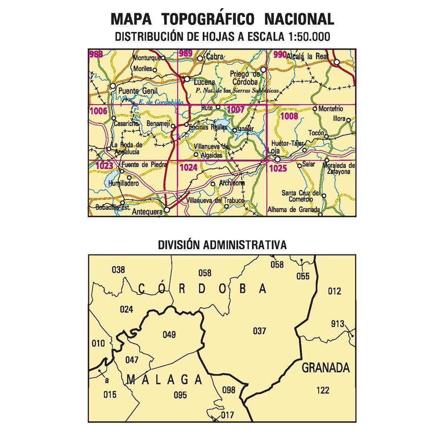 Carte topographique de l'Espagne - Rute, n° 1007 | CNIG - 1/50 000 carte pliée CNIG 