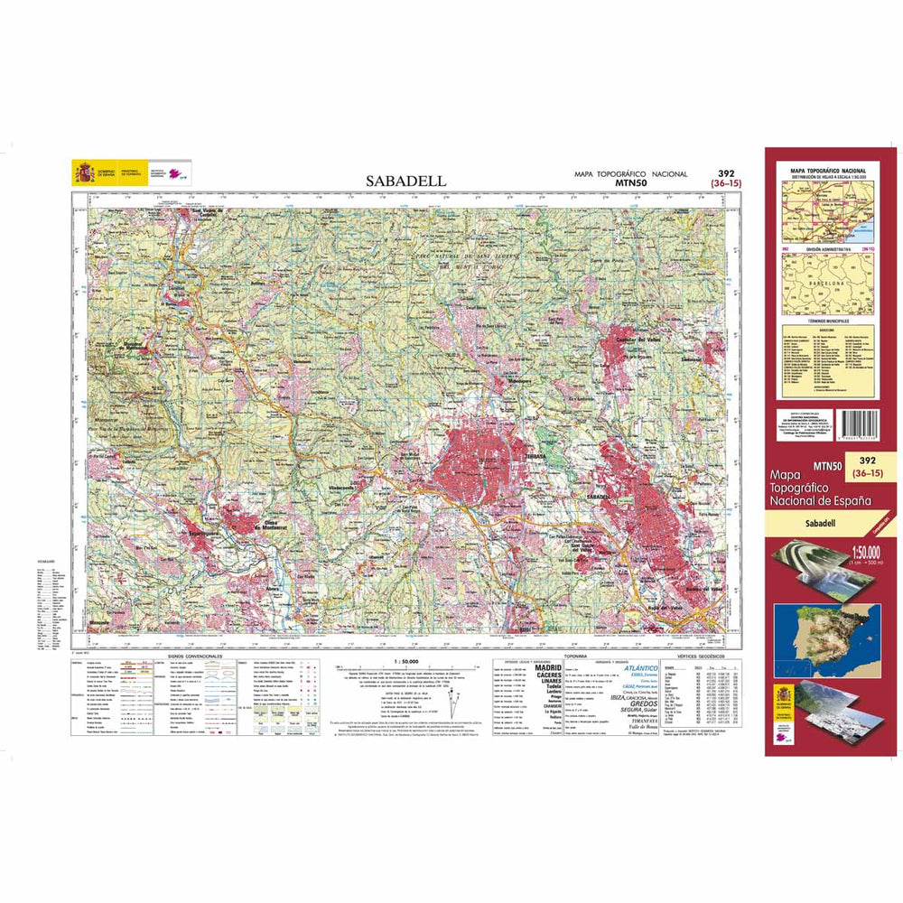 Carte topographique de l'Espagne - Sabadell, n° 0392 | CNIG - 1/50 000 carte pliée CNIG 