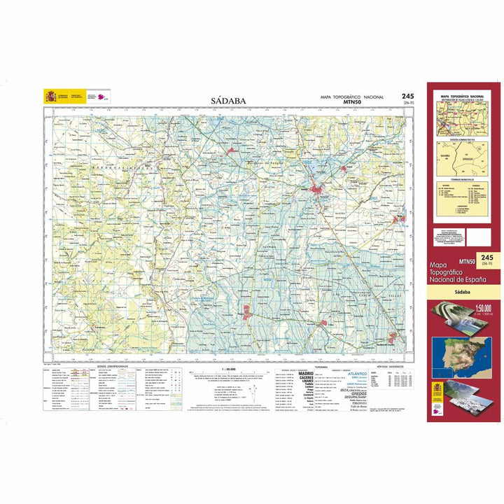 Carte topographique de l'Espagne - Sádaba, n° 0245 | CNIG - 1/50 000 carte pliée CNIG 