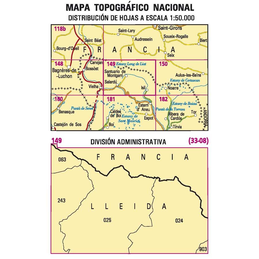 Carte topographique de l'Espagne - Salardú, n° 0149 | CNIG - 1/50 000 carte pliée CNIG 