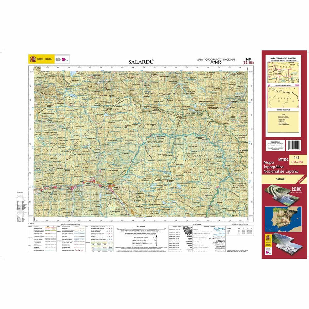 Carte topographique de l'Espagne - Salardú, n° 0149 | CNIG - 1/50 000 carte pliée CNIG 