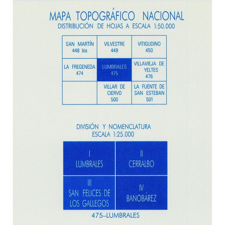 Carte topographique de l'Espagne - San Felices de los Gallegos, n° 0475.3 | CNIG - 1/25 000 carte pliée CNIG 