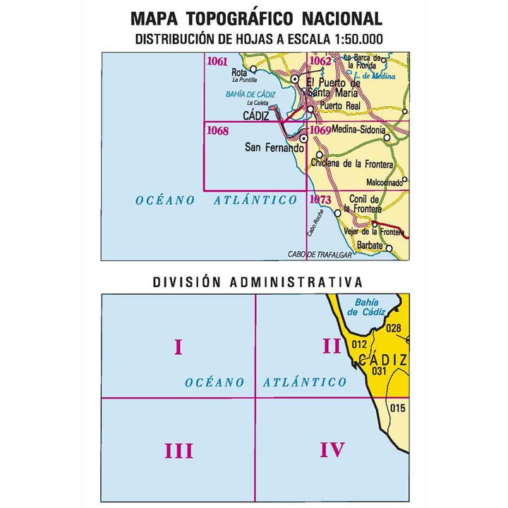 Carte topographique de l'Espagne - San Fernando, n° 1068.2 | CNIG - 1/25 000 carte pliée CNIG 
