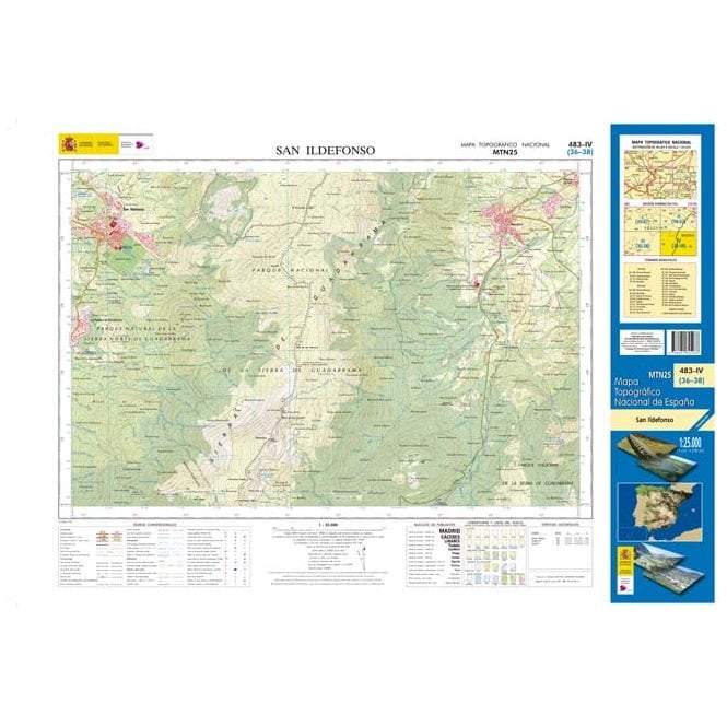 Carte topographique de l'Espagne - San Ildefonso, n° 0483.4 | CNIG - 1/25 000 carte pliée CNIG 