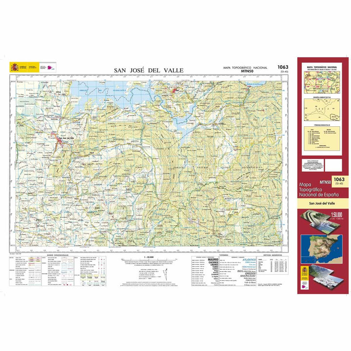 Carte topographique de l'Espagne - San José del Valle, n° 1063 | CNIG - 1/50 000 carte pliée CNIG 
