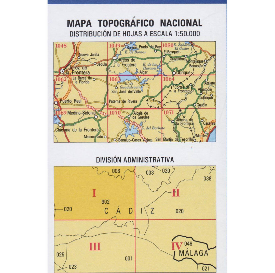 Carte topographique de l'Espagne - San José del Valle, n° 1063.1 | CNIG - 1/25 000 carte pliée CNIG 