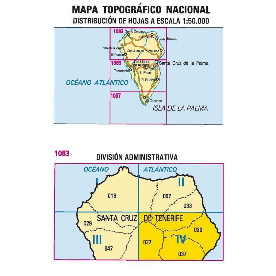 Carte topographique de l'Espagne - San Juan de Puntallana (La Palma), n° 1083.4 | CNIG - 1/25 000 carte pliée CNIG 