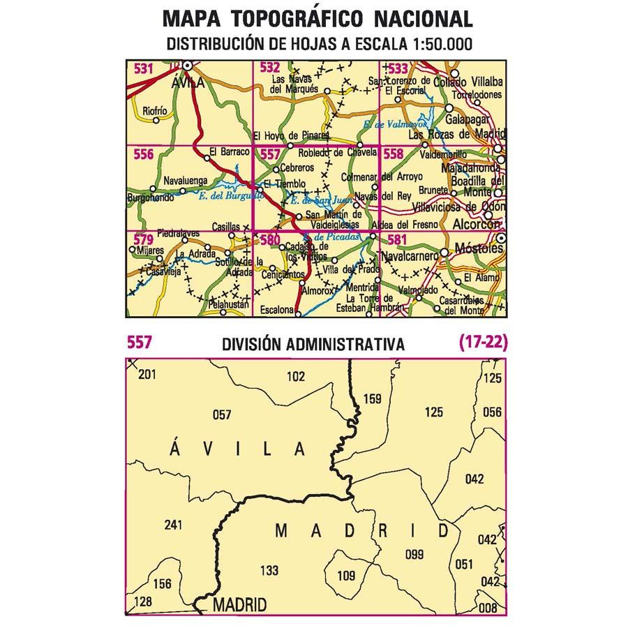 Carte topographique de l'Espagne - San Martín de Valdeiglesias, n° 0557 | CNIG - 1/50 000 carte pliée CNIG 