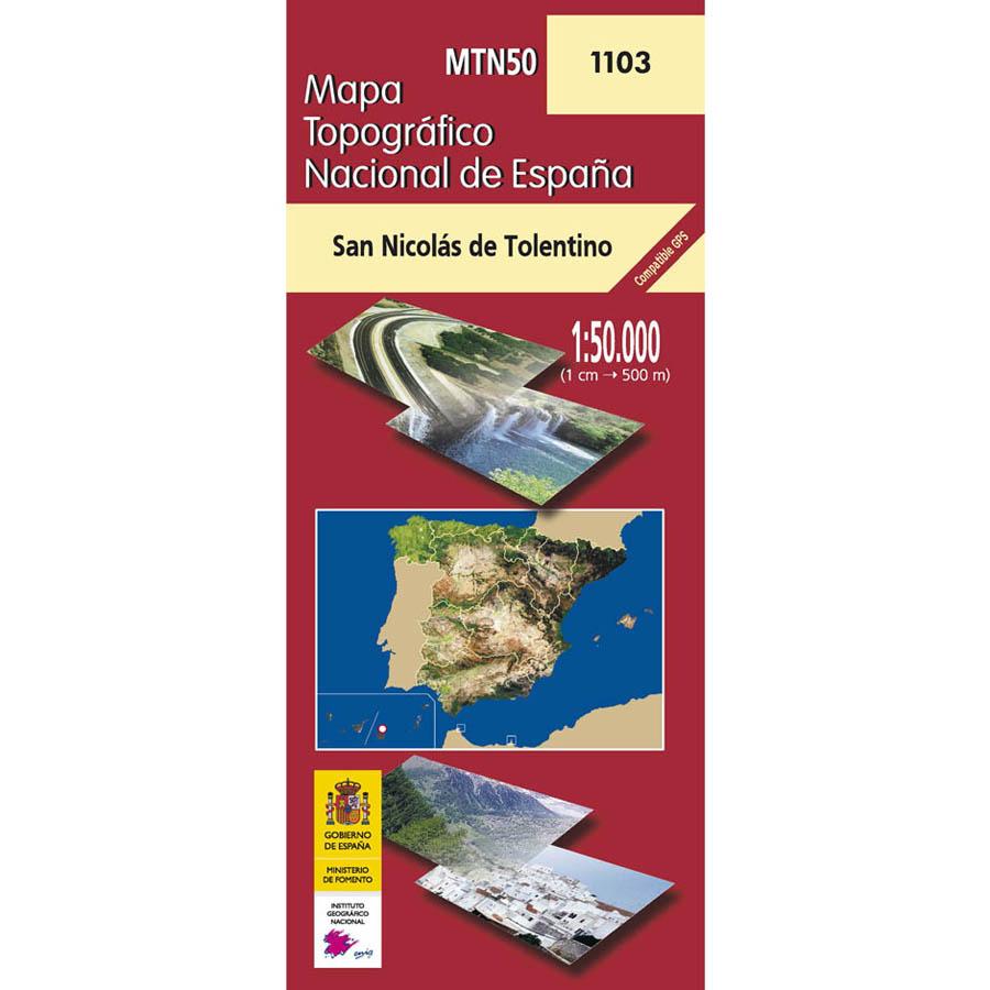 Carte topographique de l'Espagne - San Nicolás de Tolentino (Gran Canaria), n° 1103 | CNIG - 1/50 000 carte pliée CNIG 