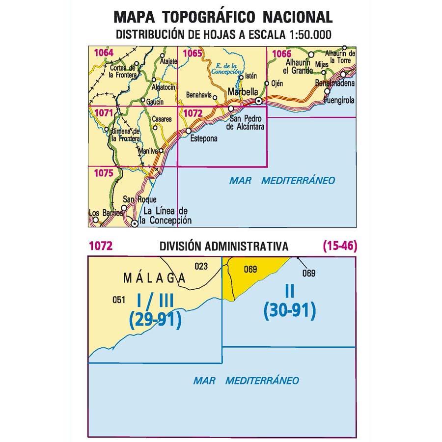 Carte topographique de l'Espagne - San Pedro de Alcántara, n° 1072.2 | CNIG - 1/25 000 carte pliée CNIG 