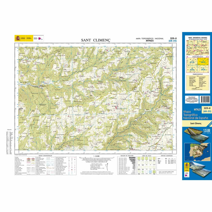 Carte topographique de l'Espagne - Sant Climenç, n° 0329.2 | CNIG - 1/25 000 carte pliée CNIG 