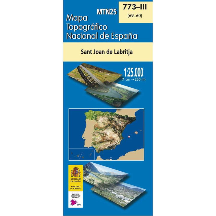 Carte topographique de l'Espagne - Sant Joan De Labritja (Ibiza), n° 0773.3 | CNIG - 1/25 000 carte pliée CNIG 