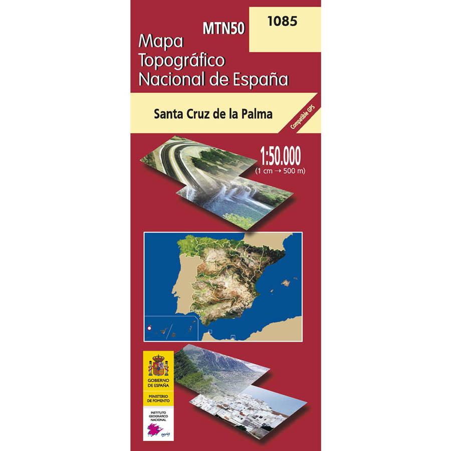 Carte topographique de l'Espagne - Santa Cruz de la Palma (La Palma), n° 1085 | CNIG - 1/50 000 carte pliée CNIG 