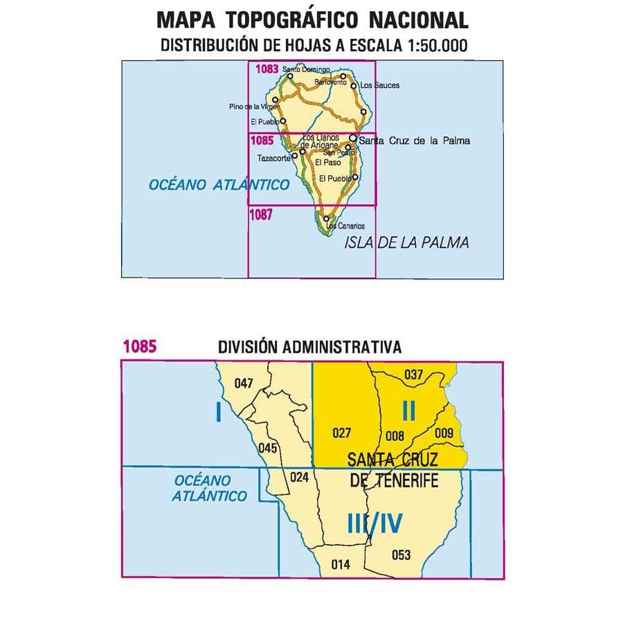 Carte topographique de l'Espagne - Santa Cruz de la Palma (La Palma), n° 1085.2 | CNIG - 1/25 000 carte pliée CNIG 