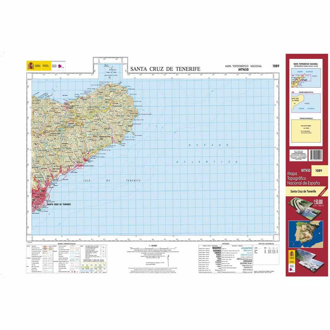 Carte topographique de l'Espagne - Santa Cruz de Tenerife (Tenerife), n° 1089 | CNIG - 1/50 000 carte pliée CNIG 
