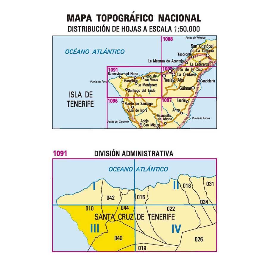 Carte topographique de l'Espagne - Santiago del Teide (Tenerife), n° 1091.3 | CNIG - 1/25 000 carte pliée CNIG 