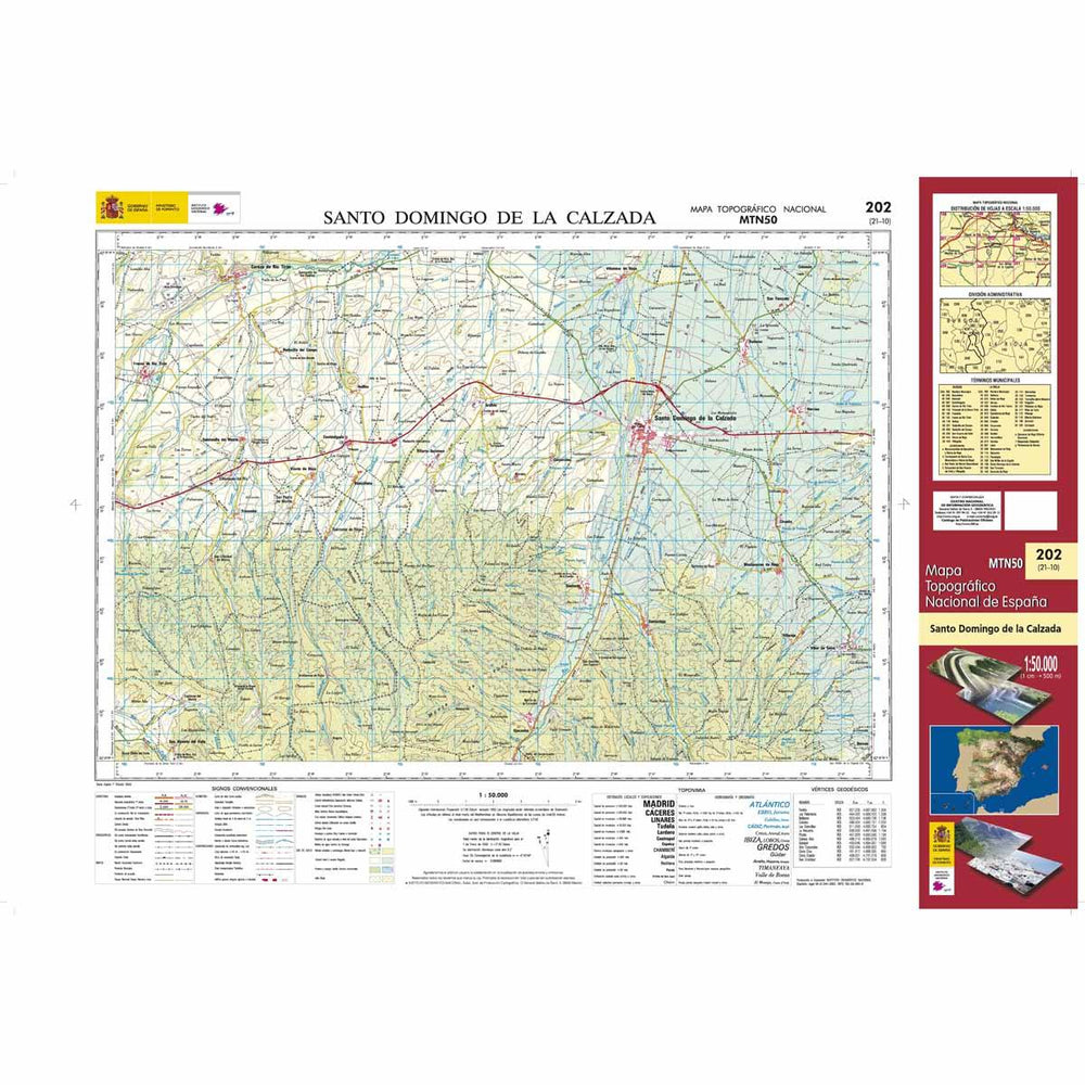 Carte topographique de l'Espagne - Santo Domingo de la Calzada, n° 0202 | CNIG - 1/50 000 carte pliée CNIG 