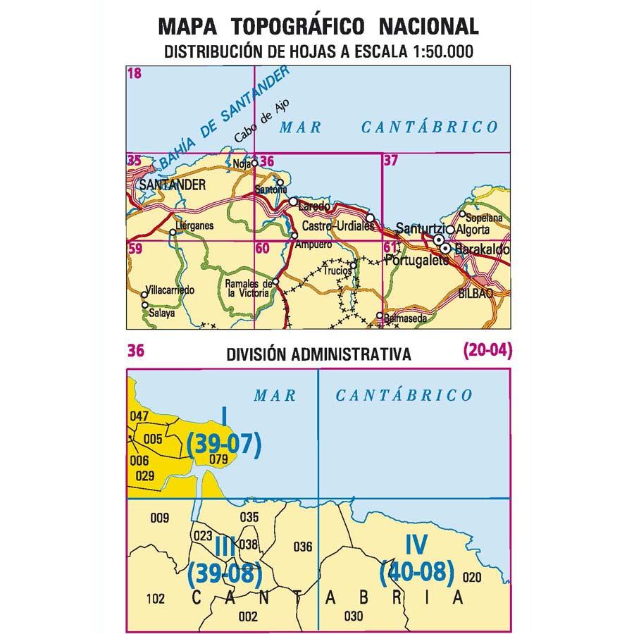 Carte topographique de l'Espagne - Santoña, n° 0036.1 | CNIG - 1/25 000 carte pliée CNIG 