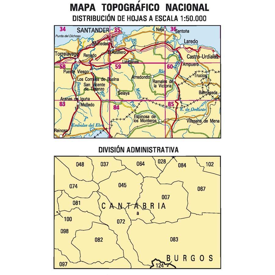 Carte topographique de l'Espagne - Selaya, n° 0059 | CNIG - 1/50 000 carte pliée CNIG 