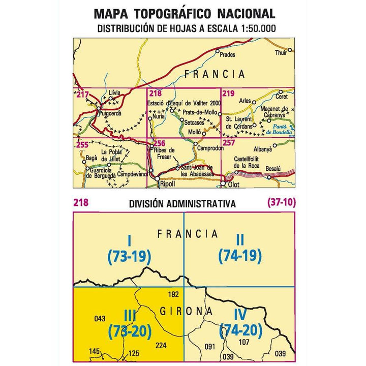 Carte topographique de l'Espagne - Setcases, n° 0208.3 | CNIG - 1/25 000 carte pliée CNIG 