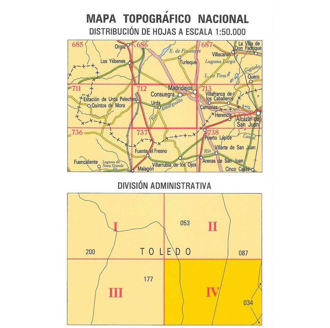 Carte topographique de l'Espagne - Sierra del Reventón, n° 0712.4 | CNIG - 1/25 000 carte pliée CNIG 