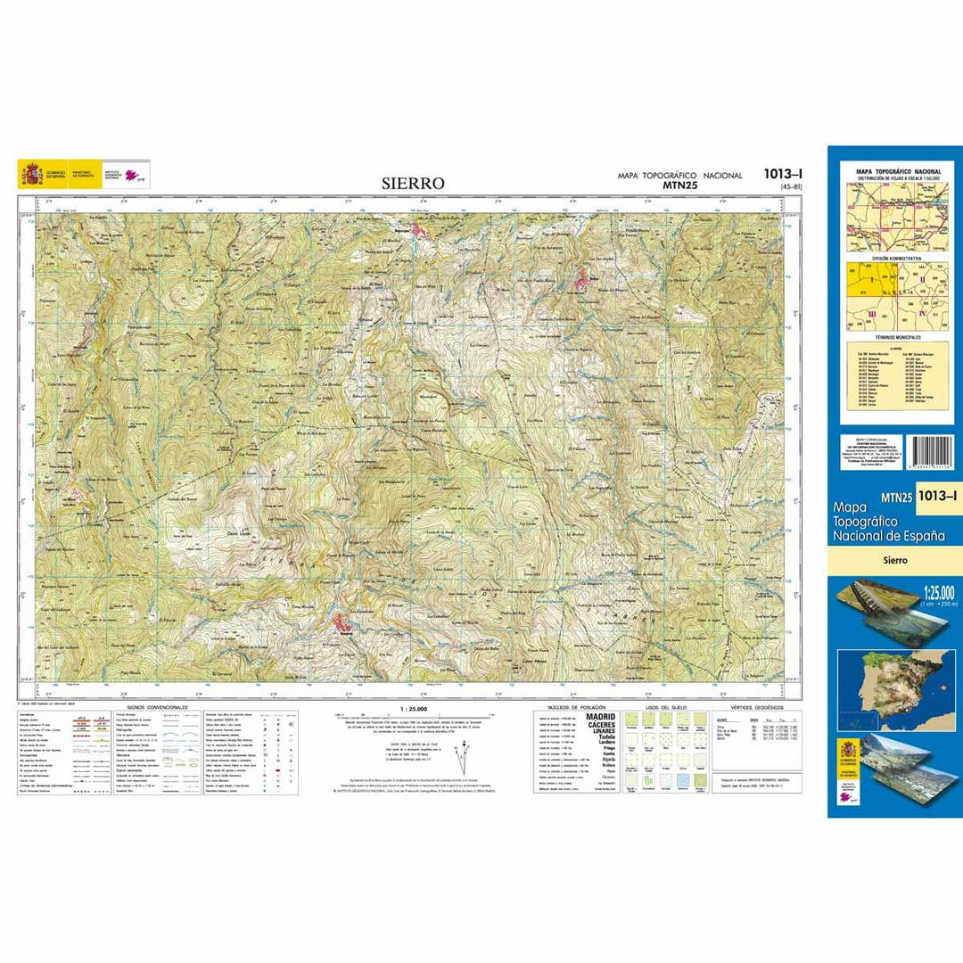 Carte topographique de l'Espagne - Sierro, n° 1013.1 | CNIG - 1/25 000 carte pliée CNIG 