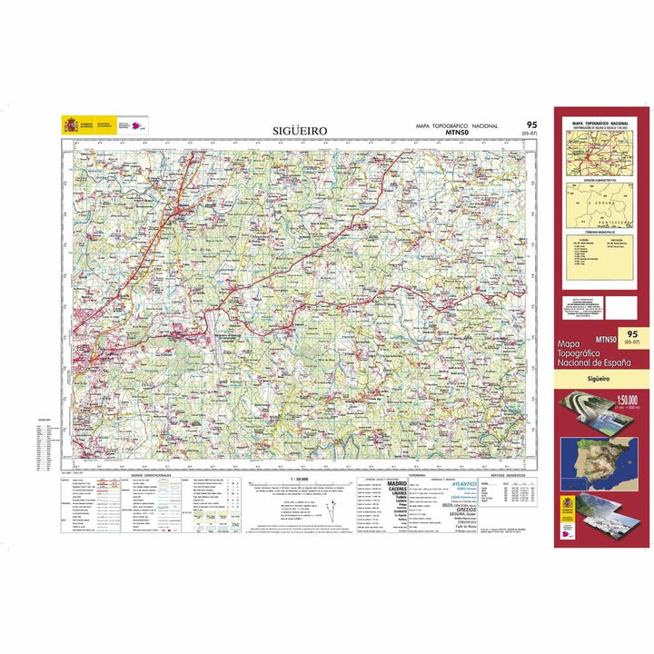Carte topographique de l'Espagne - Sigüeiro, n° 0095 | CNIG - 1/50 000 carte pliée CNIG 