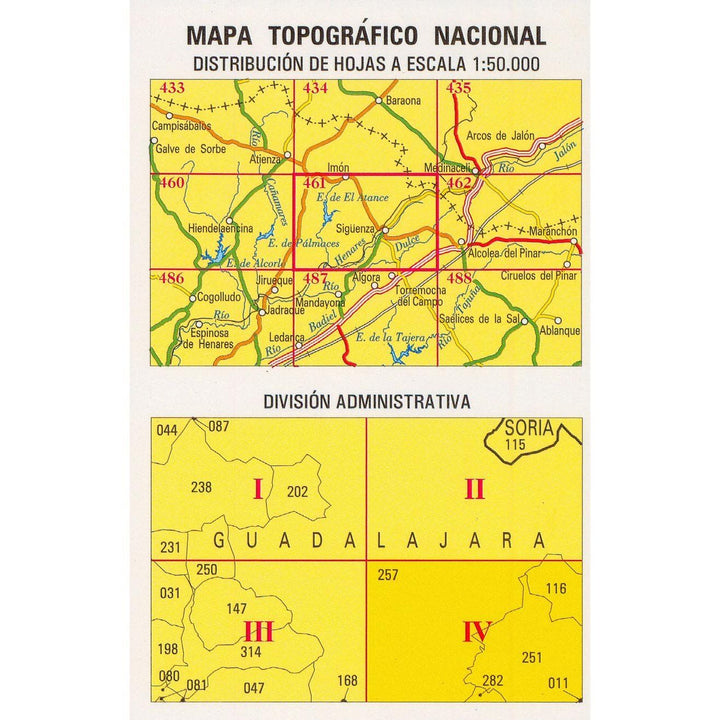 Carte topographique de l'Espagne - Sigüenza, n° 0461.4 | CNIG - 1/25 000 carte pliée CNIG 