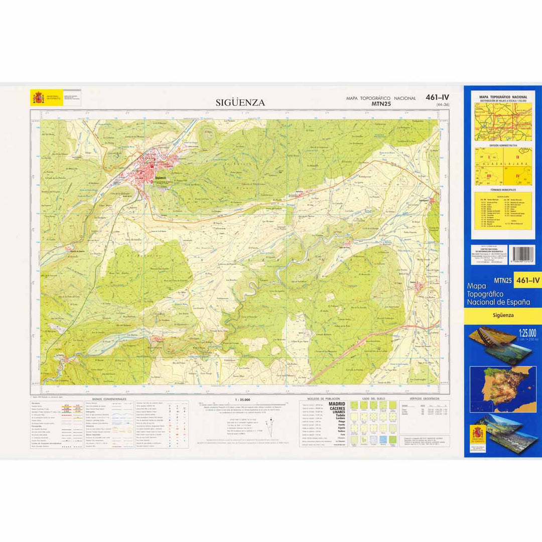 Carte topographique de l'Espagne - Sigüenza, n° 0461.4 | CNIG - 1/25 000 carte pliée CNIG 