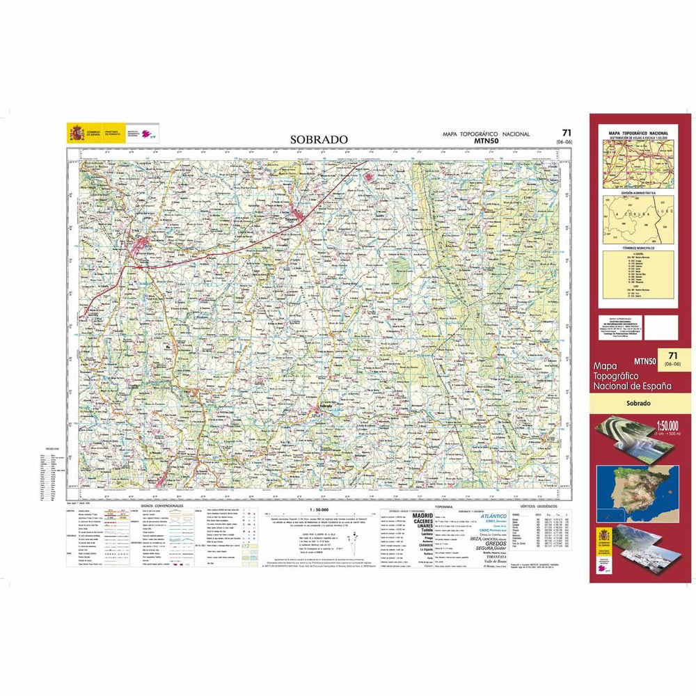 Carte topographique de l'Espagne - Sobrado, n° 0071 | CNIG - 1/50 000 carte pliée CNIG 