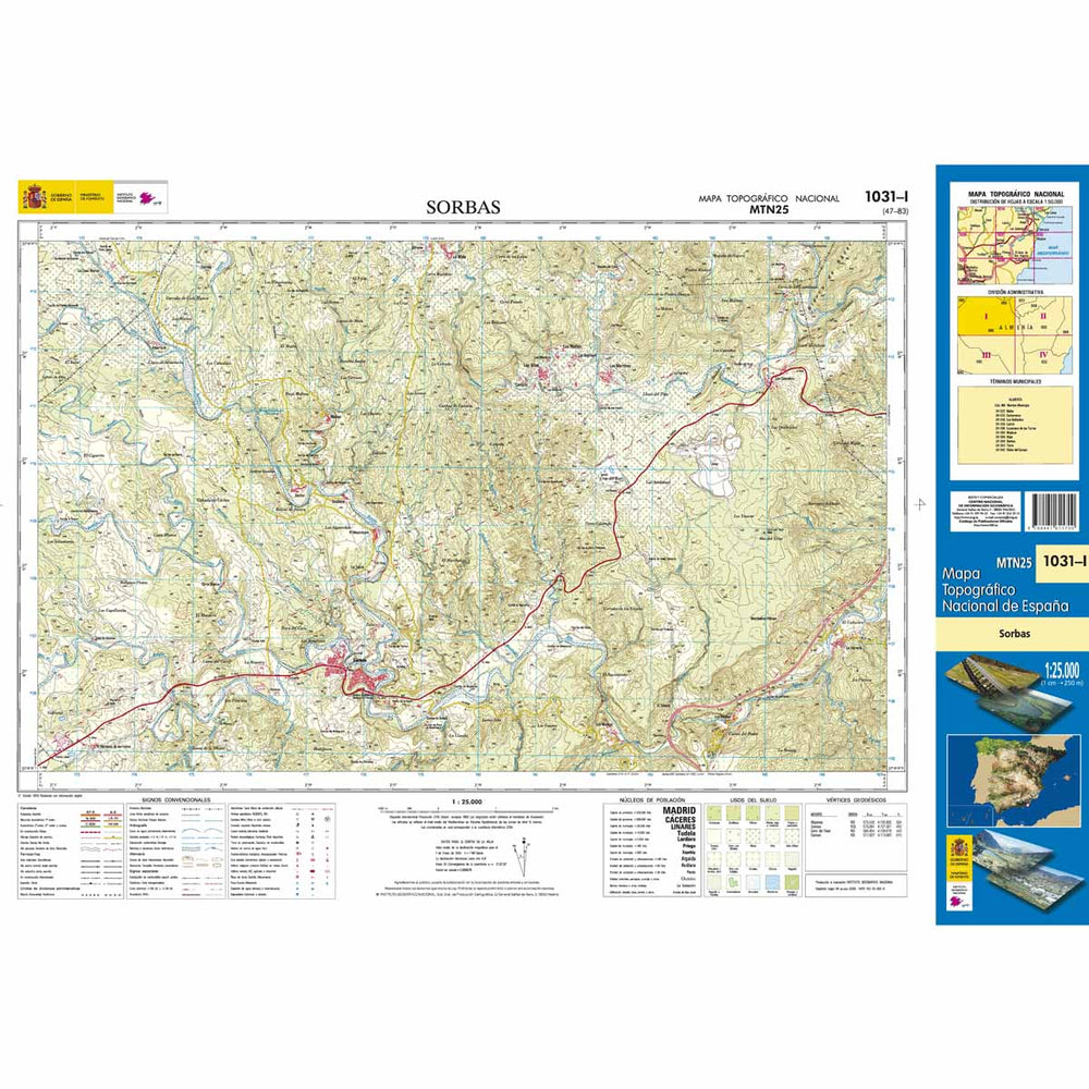 Carte topographique de l'Espagne - Sorbas, n° 1031.1 | CNIG - 1/25 000 carte pliée CNIG 