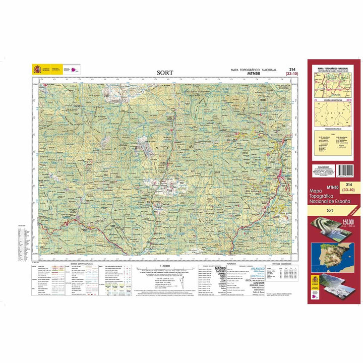Carte topographique de l'Espagne - Sort, n° 0214 | CNIG - 1/50 000 carte pliée CNIG 
